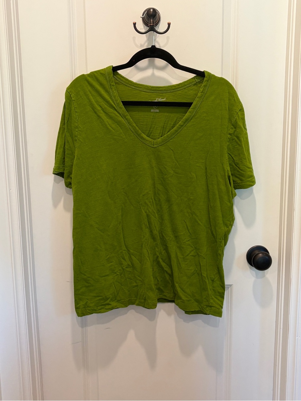 Universal Thread Short Sleeve V-Neck Tee in Olive Green
